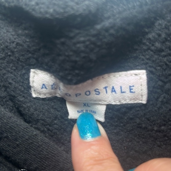 Aeropostale black hooded pullover sweater size XL - Picture 5 of 8